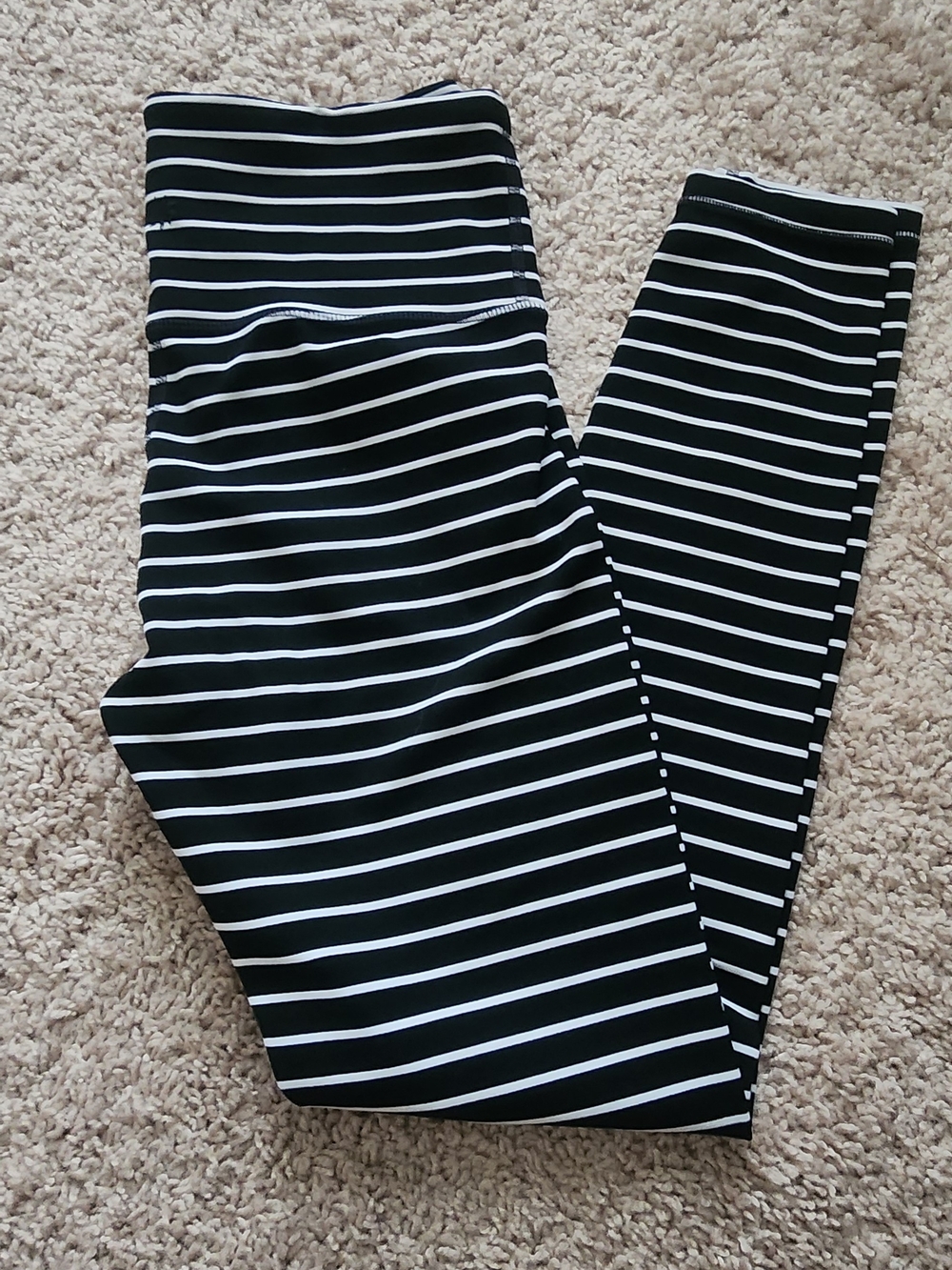 Athleta Black & White Striped Leggings - XS